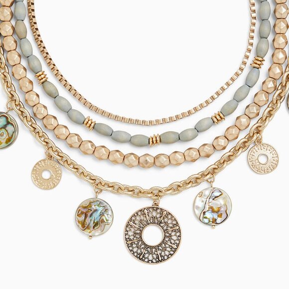 🆕SET - BOHO ABALONE NECKLACE & MATCHING EARRINGS - NWOT - Picture 3 of 13